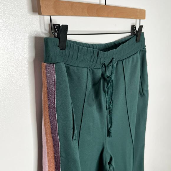 Spiritual Gangster Track Pants Womens Medium Green Stripe Pockets Loungewear - Picture 6 of 11